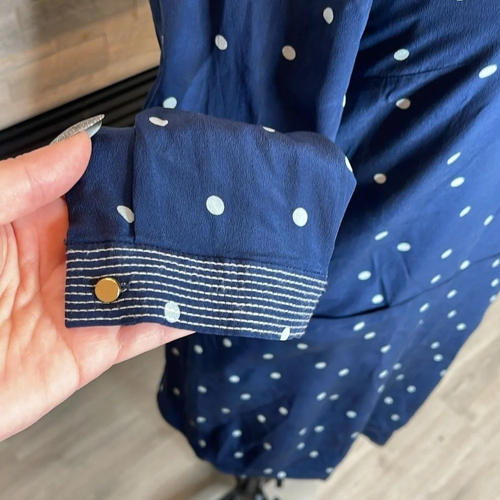 J. Crew Silk Shift Dress in Navy Polka Dot Size 4